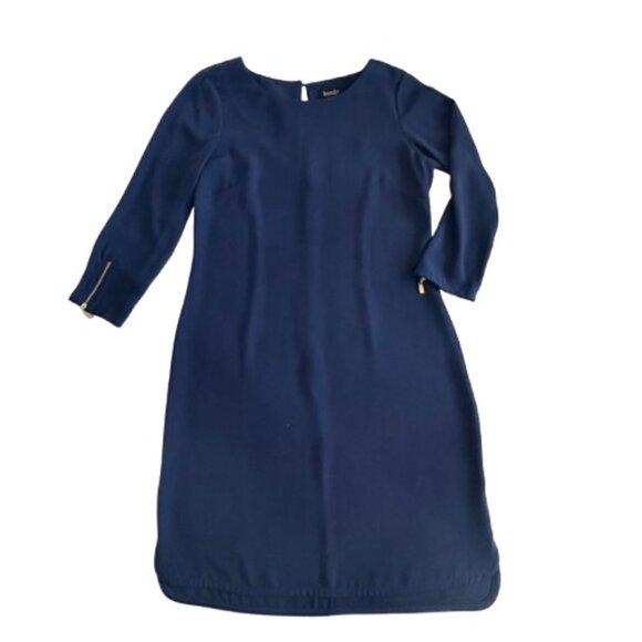 Laundry By Shelli Segal Women's 6 Navy Blue 3/4 Sleeves Midi Crew Neck Dress - Picture 5 of 16